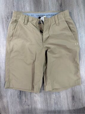 Under Armour Men's Khaki Flat-Front Performance Shorts
